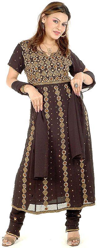 Black Anarkali Suit with All-Over Beadwork