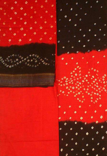 Black and Red Bandhini Suit from Gujarat