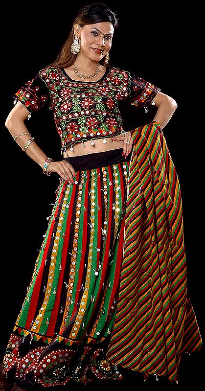 Black Banjara Lehenga Choli from Jaipur with Beads and Mirrors
