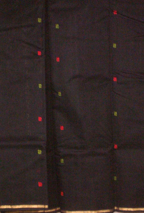 Black Chanderi Suit with Red and Green Bootis