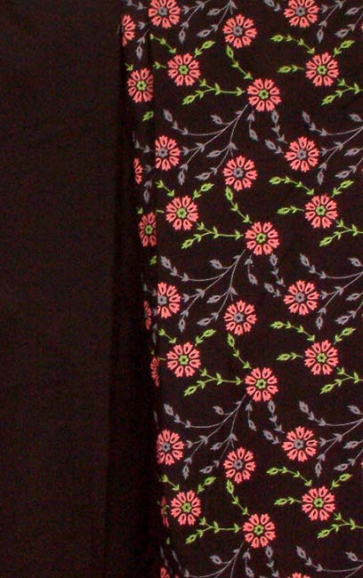 Black Cotton Suit with Floral Print