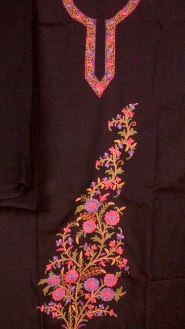 Black Cotton Suit with Kashmiri Embroidery