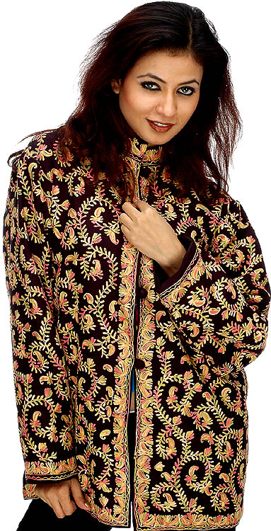 Black Kashmiri Jacket with Paisley Embroidery