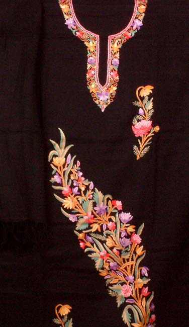 Black Kashmiri Suit with Embroidery on Kameez