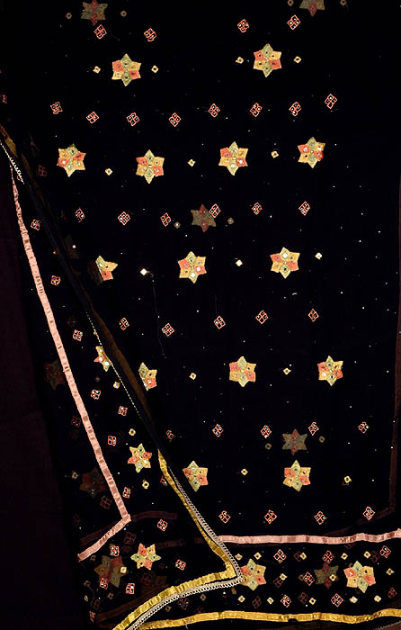 Black Salwar Suit with Embroidered Stars and Sequins