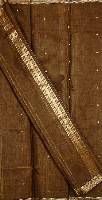 Black Tissue Chanderi Suit with All-Over Golden Thread Weave