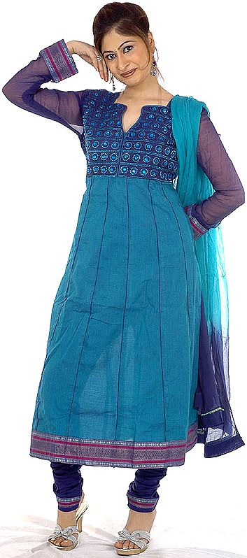 Blue Anarkali Suit with Beadwork