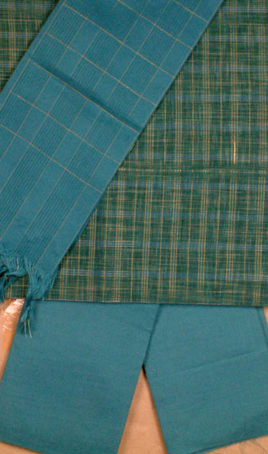 Blue and Green South Cotton Suit