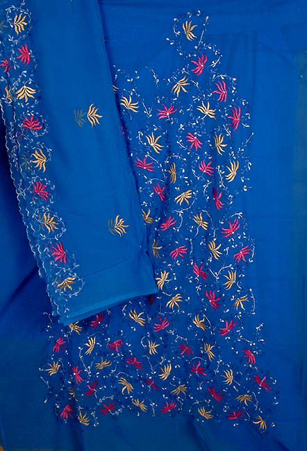 Blue Georgette Suit with Embroidery