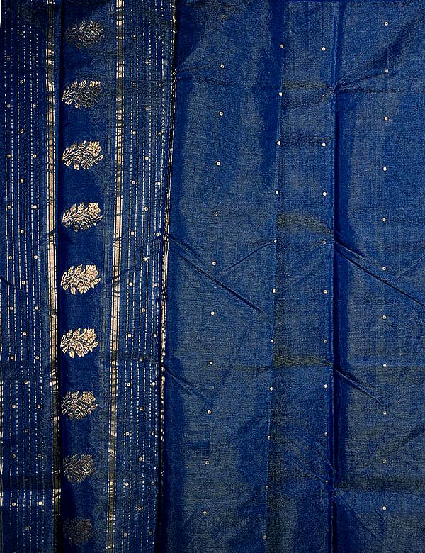Blue Tissue Chanderi Suit with All-Over Golden Thread Weave