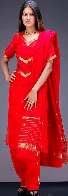 Bridal Red Chanderi Suit