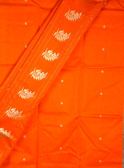 Bright Orange Chanderi Suit with All-Over Bootis