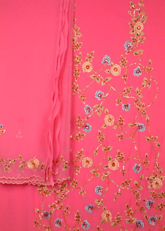 Bubble Pink Suit with Floral Embroidery and Sequins