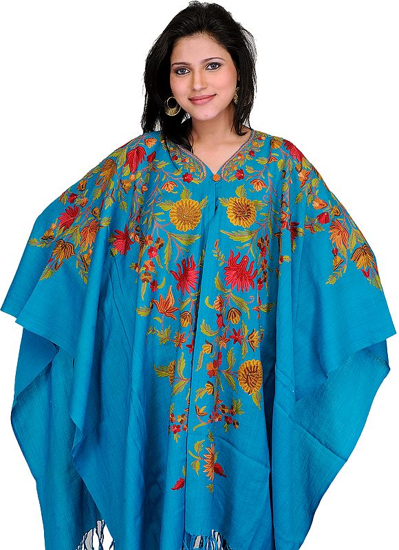 Capri-Breeze Floral Cape with Aari Embroidery by Hand