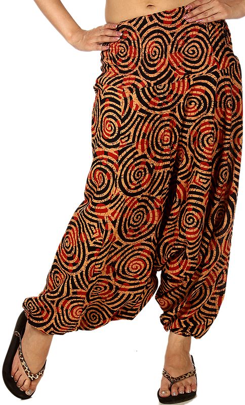 Caramel Brown Printed Yoga Trousers