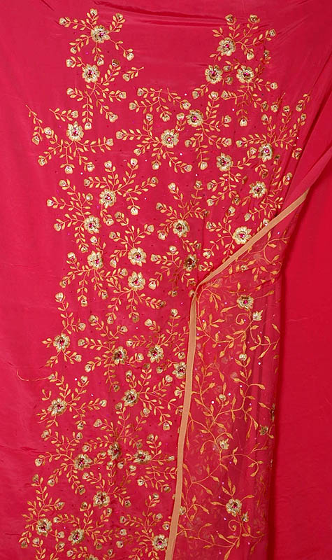 Carnation-Pink Salwar Suit with Persian Floral Embroidery