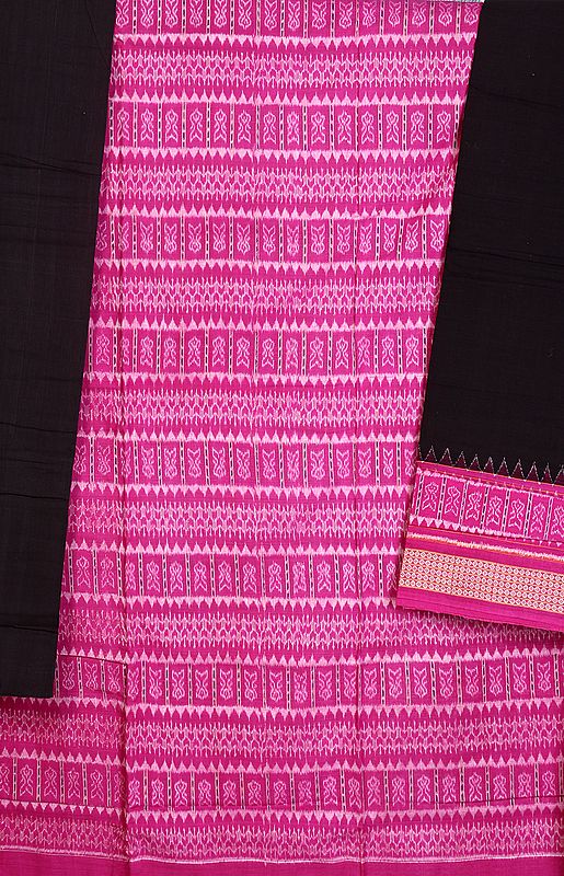 Clover-Purple Sambhalpuri Salwar Kameez Fabric from Orissa withIkat Weave by Hand