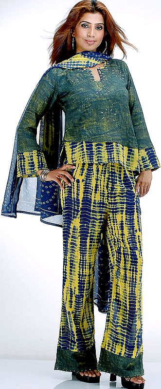Double Shaded Batik Suit with Parallel Salwar