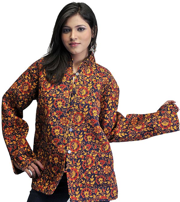 Floral-Printed Reversible Two-Layer Jacket from Pilkhuwa with Straight Stitch