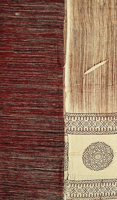 Friar-Brown Khadi Salwar Kameez Fabric with Printed Dupatta