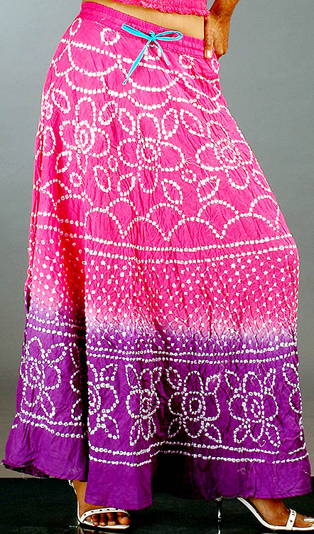 Fuchsia and Purple Bandhani Skirt