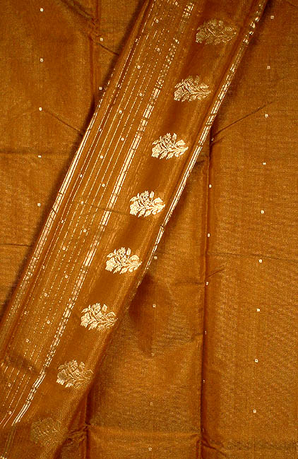 Goldenrod Chanderi Tissue Suit with Zari Weave