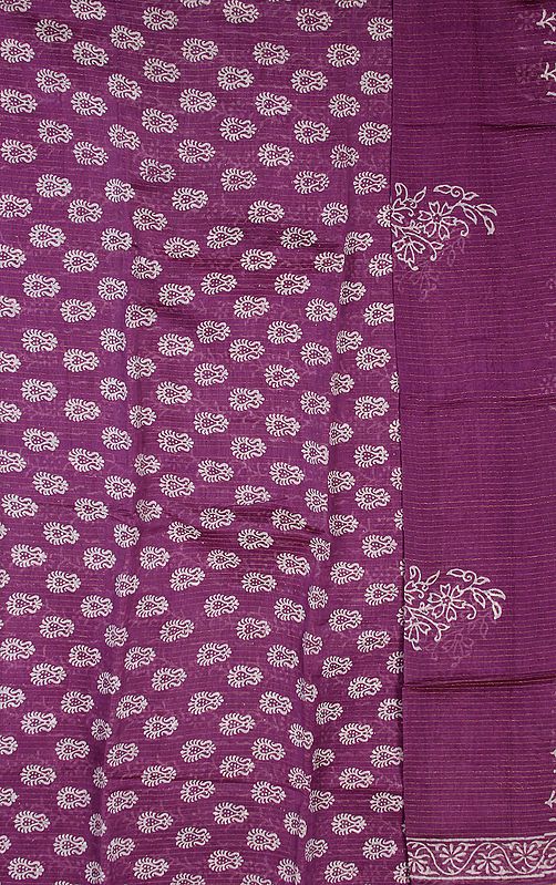 Grape-Jam Chanderi Salwar Suit with All-Over Printed Paisleys