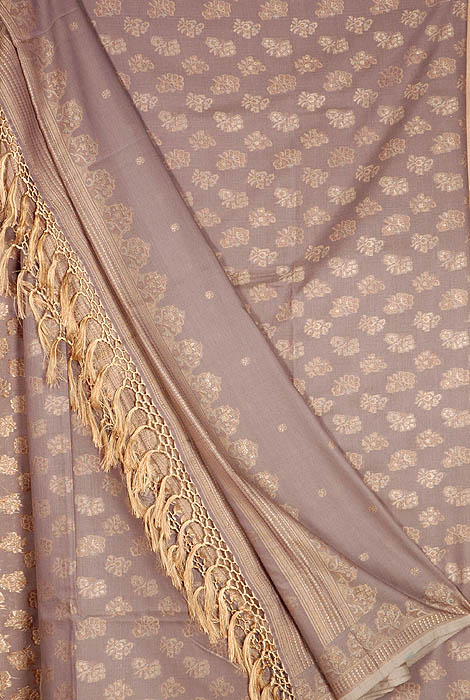 Gray Banarasi Suit with All-Over Thread Weave