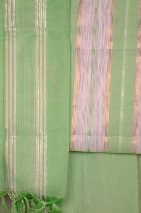 Green and White Cotton Suit