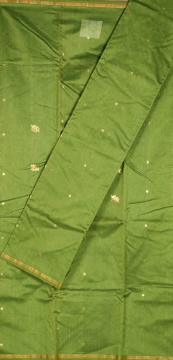 Green Chanderi Suit with All-Over Golden Bootis