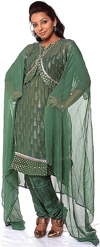Green Designer Suit with All-Over Embroidered Sequins