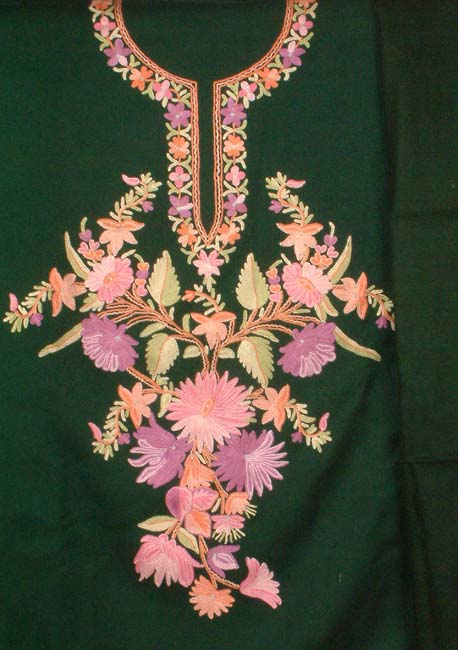 Green Kashmiri Suit with Embroidery on Kameez