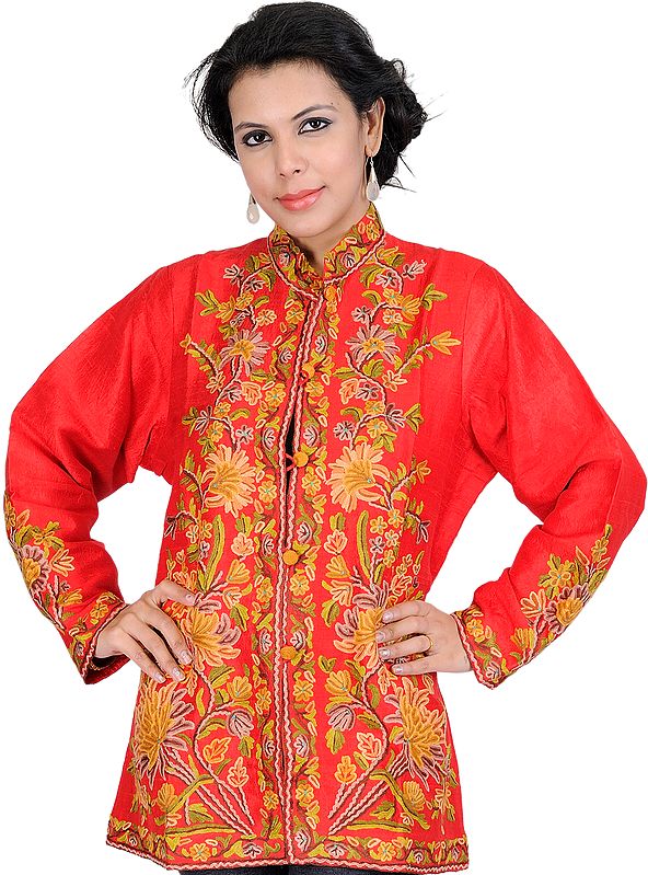 Grenadine Jacket from Kashmir with Floral Embroidery by Hand
