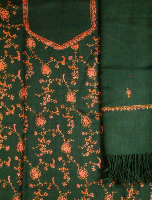 Hand-Embroidered Suit from Kashmir with Shawl