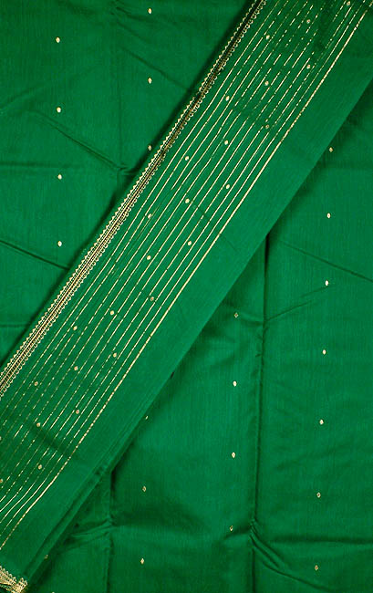 Islamic-Green Chanderi Suit with All-Over Golden Bootis