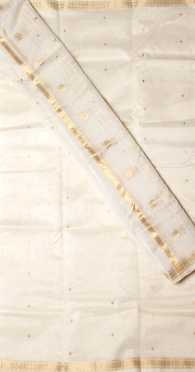 Ivory Chanderi Suit with Bootis Woven in Golden Thread