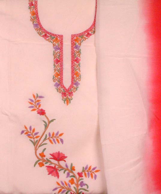 Ivory Cotton Suit with Kashmiri Embroidery