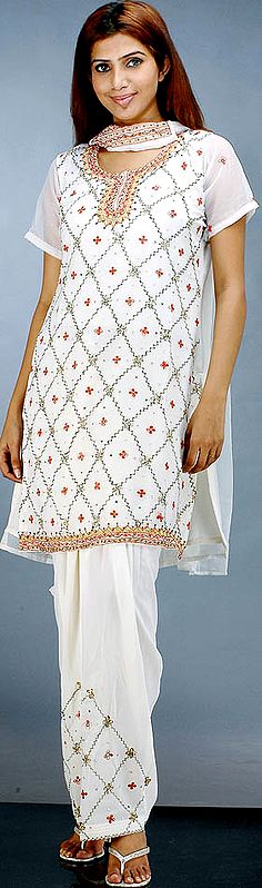 Ivory Hand-Embroidered Suit with Sequins