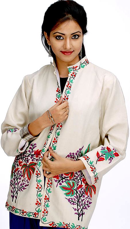 Ivory Jacket with Aari Embroidery