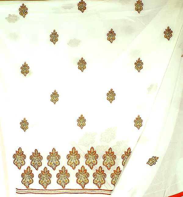 Ivory Suit with Embroidered Bootis
