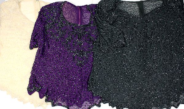 Lot of Three Densely Beaded Tops from Bareilly
