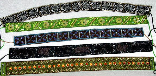 Lot of Five Desnely Beaded Waist-Belts from Barraeli