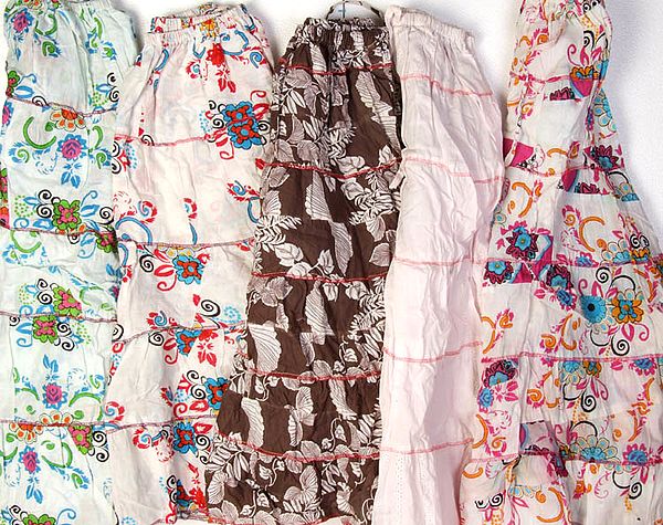 Lot of Five Medium Floral Printed Malmal Skirts