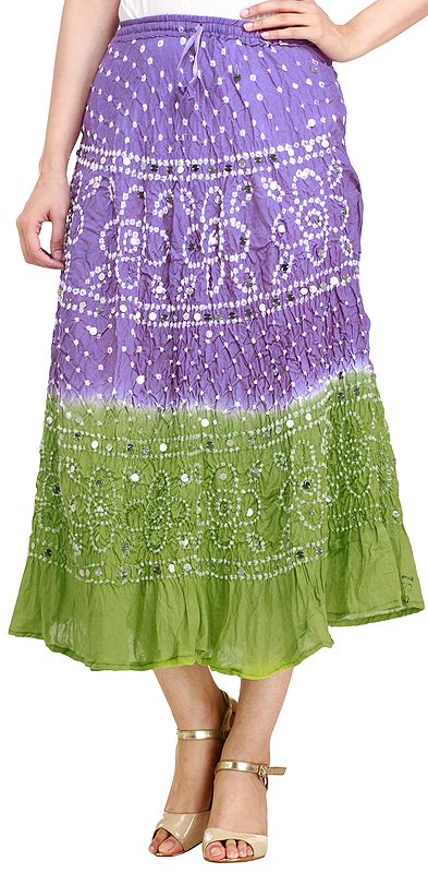 Bandhani Tie-Dye Skirt from Jaipur with Large Sequins