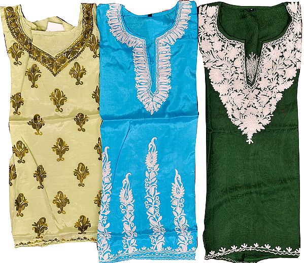 Lot of Three Tops From Kashmir with Crewel Embroidery