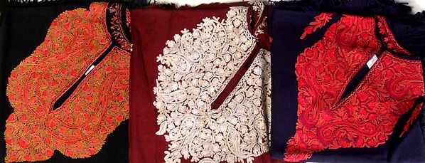 Lot of Raffel Ponchos from Kashmir with Aari Embroidery by Hand