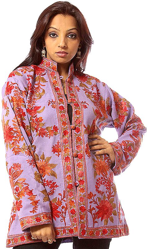 Lavender Jacket from Kashmiri with Aari Embroidery All-Over
