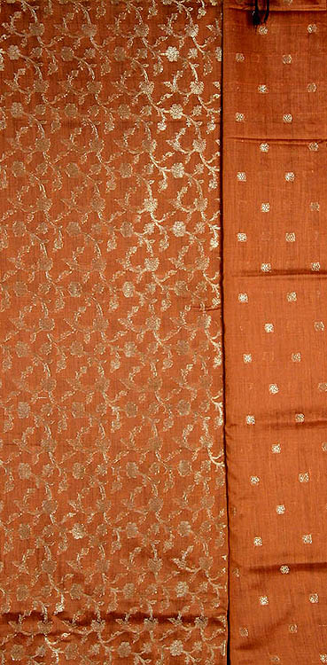 Light-Brown Banarasi Salwar Suit with All-Over Golden Thread Weave