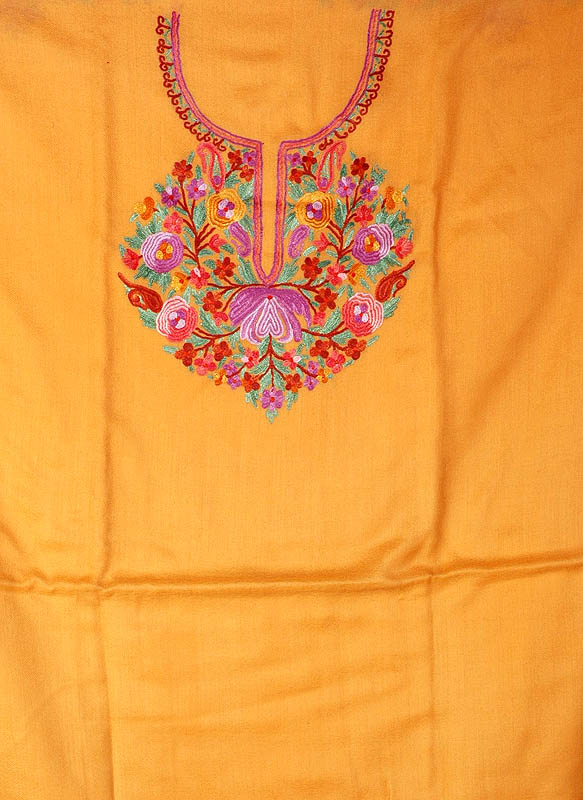 Light-Orange Two-Piece Suit from Kashmir with Aari Embroidery