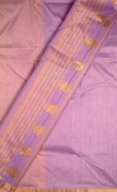 Lilac Chanderi Suit with Golden Bootis